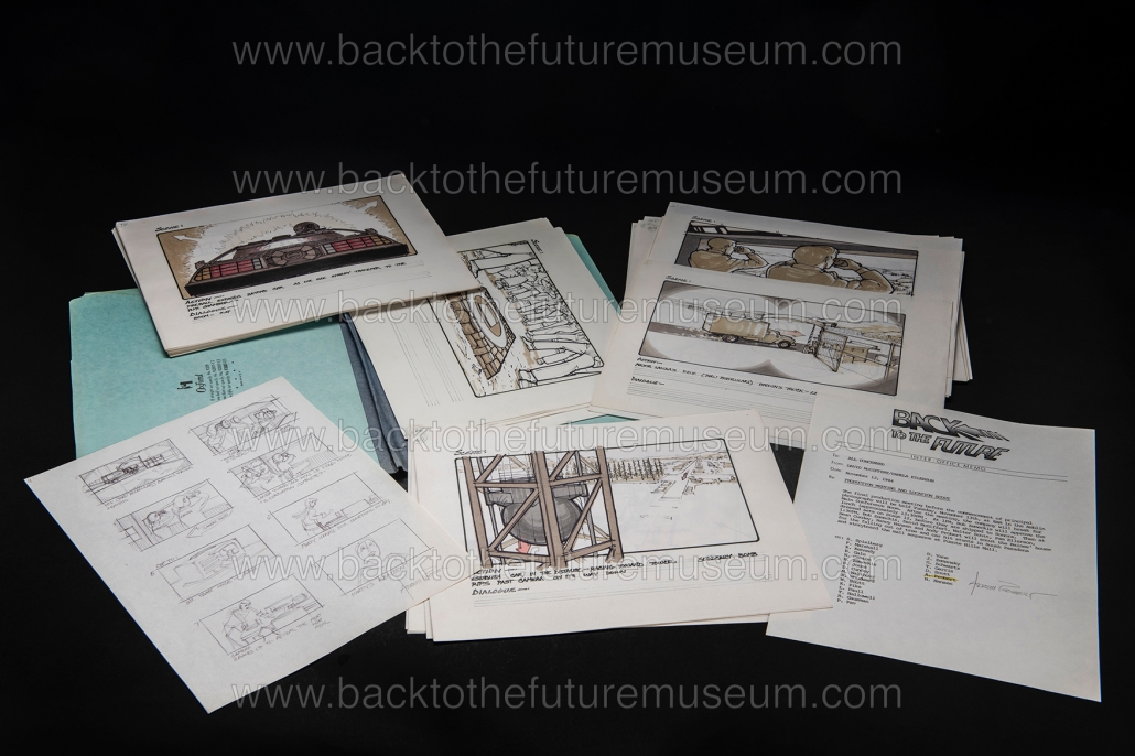 核実験場を舞台にした未撮影のクライマックスについて、絵コンテや制作資料を並べた写真